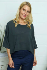 Maya Linen Top Charcoal Charcoal - Maya Linen Top Charcoal