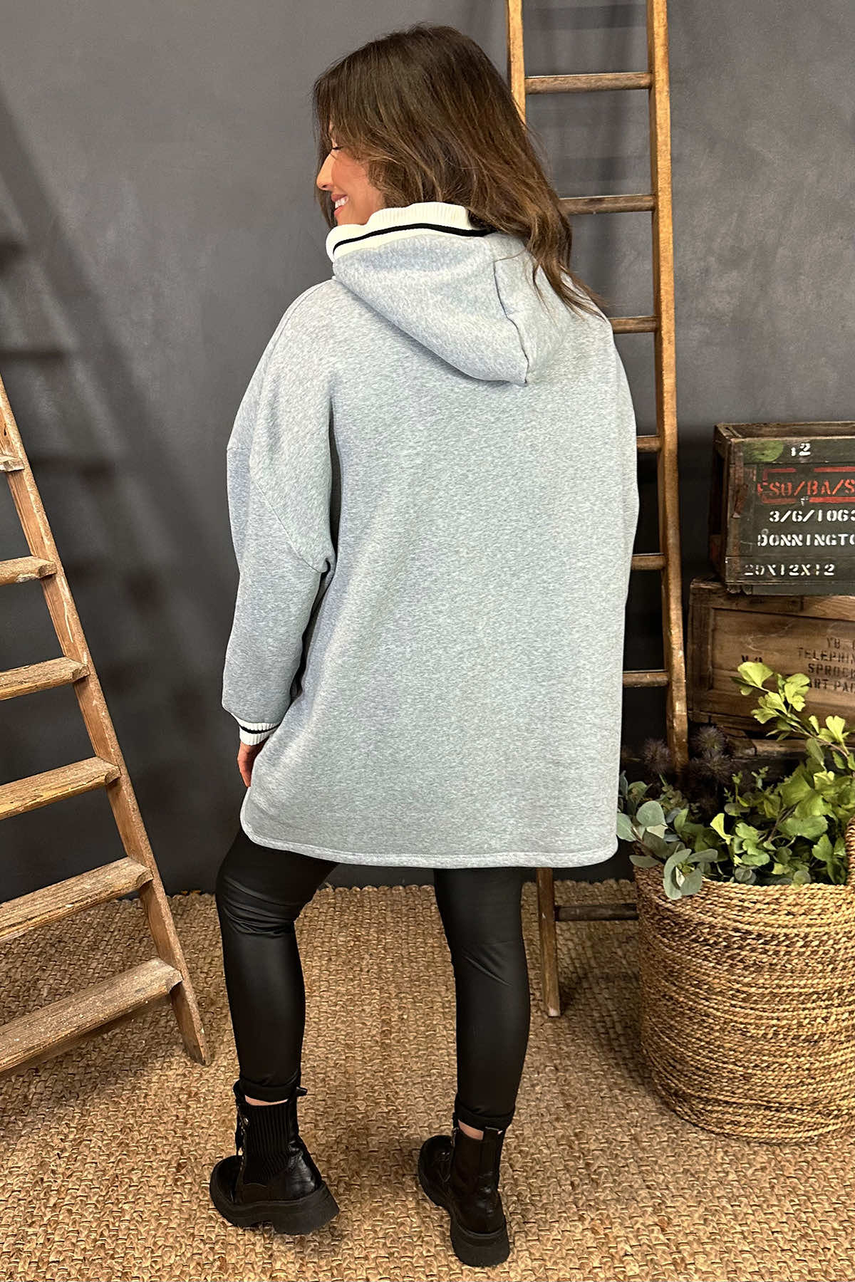 Giovanna Hooded Top Grey