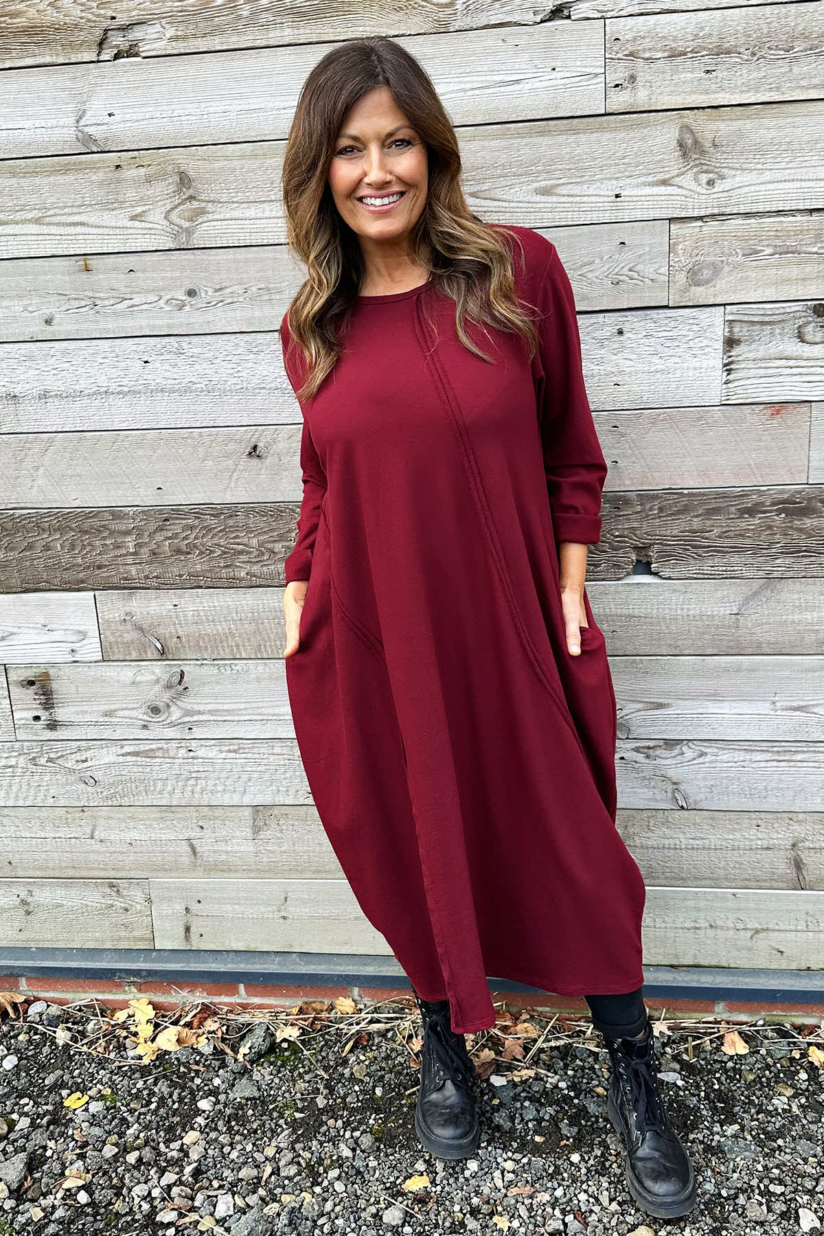 Alina Cotton Dress Wine