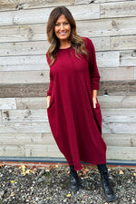 Alina Cotton Dress Wine Wine - Alina Cotton Dress Wine