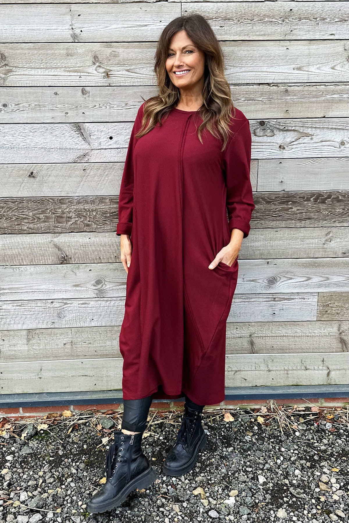 Alina Cotton Dress Wine