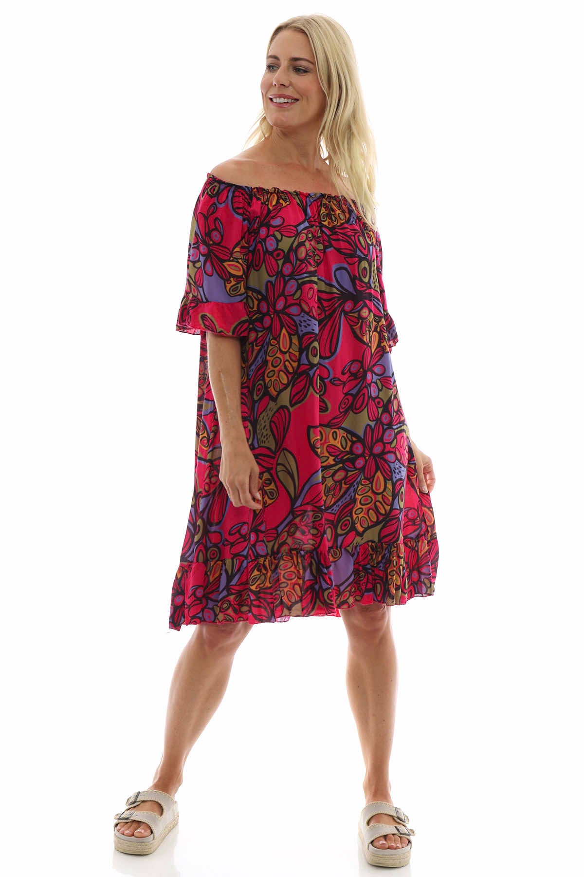 Chesca Print Tunic Hot Pink