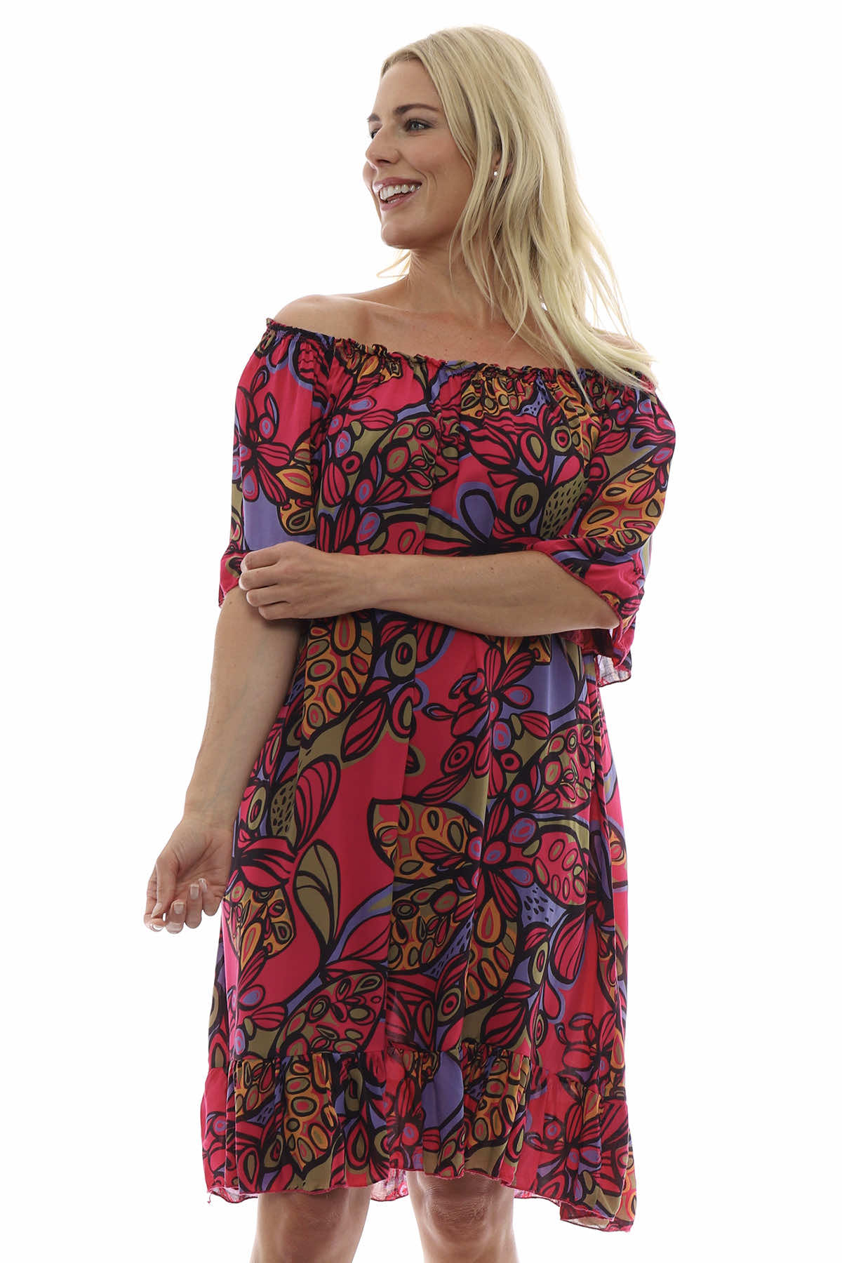 Chesca Print Tunic Hot Pink