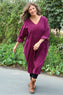 Dinah V-Neck Needlecord Dress Burgundy