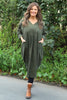 Dinah V-Neck Needlecord Dress Khaki