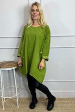 Callie Button Detail Needlecord Tunic Olive Olive - Callie Button Detail Needlecord Tunic Olive