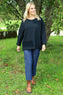 Louise Cord Patch Cotton Top Black
