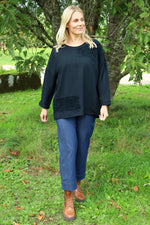 Louise Cord Patch Cotton Top Black Black - Louise Cord Patch Cotton Top Black
