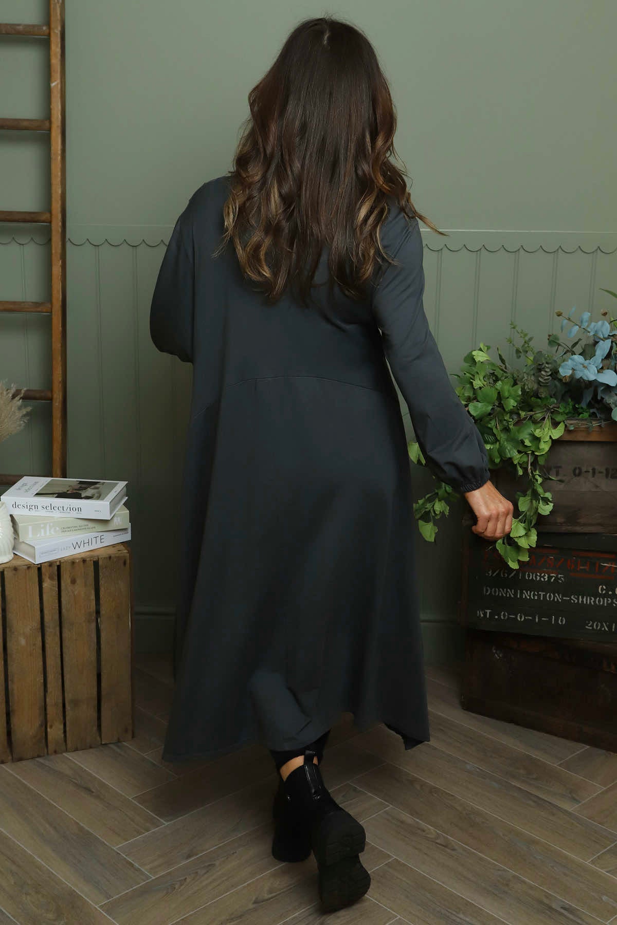 Netta Cotton Dress Charcoal