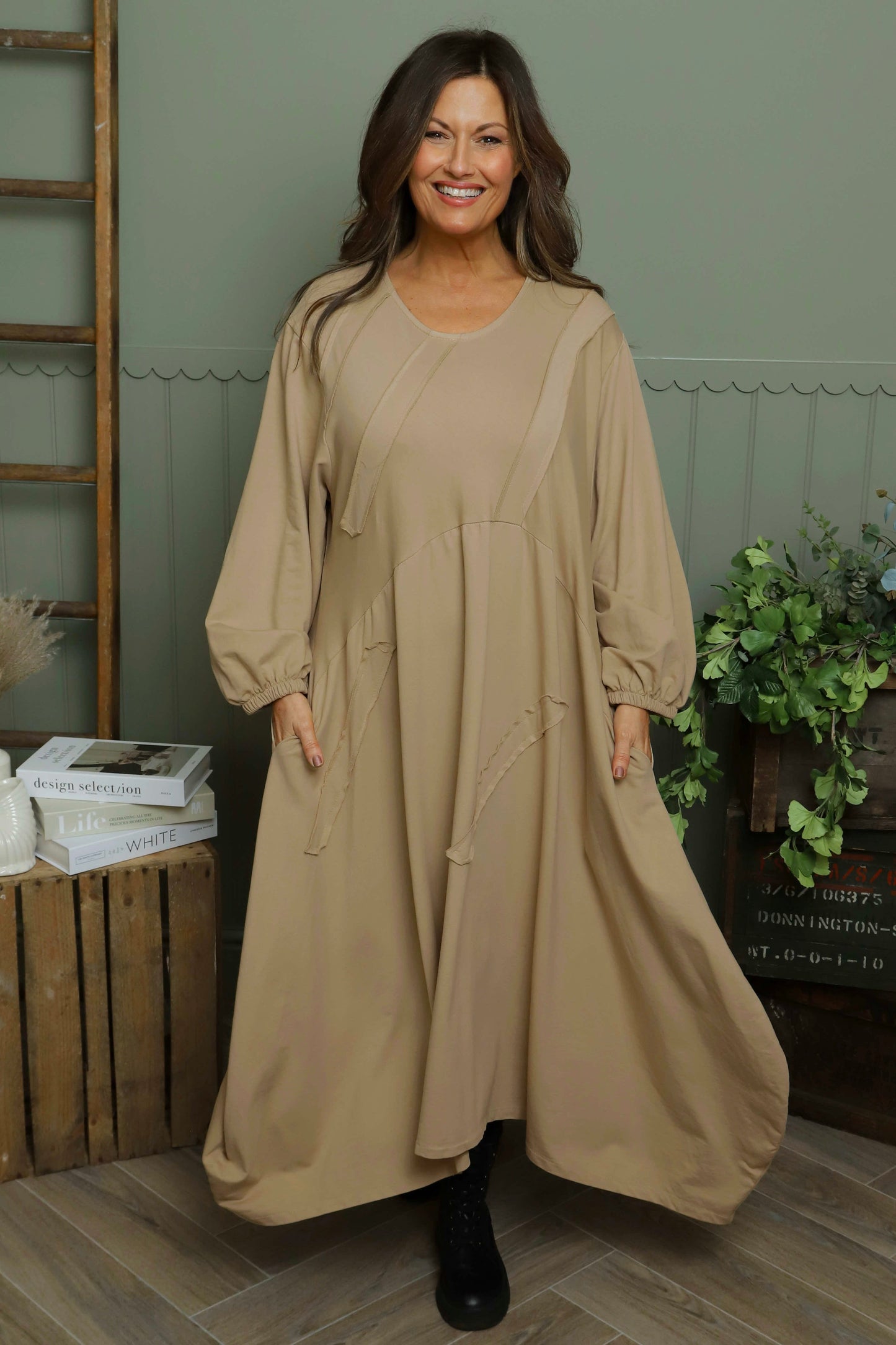 Netta Cotton Dress Stone
