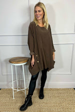 Callie Button Detail Needlecord Tunic Cocoa Cocoa - Callie Button Detail Needlecord Tunic Cocoa