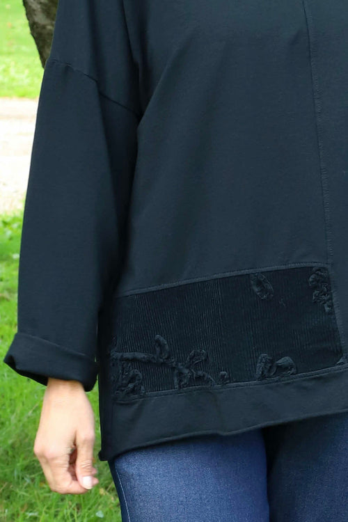 Louise Cord Patch Cotton Top Black - Image 3