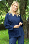 Louise Cord Patch Cotton Top Navy