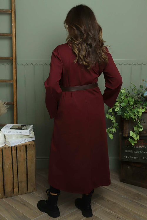 Eudora Belted Dress Wine - Image 4