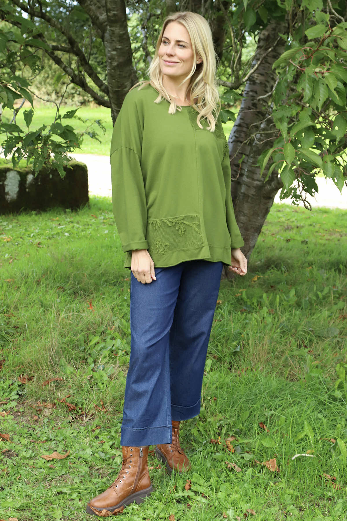 Louise Cord Patch Cotton Top Olive