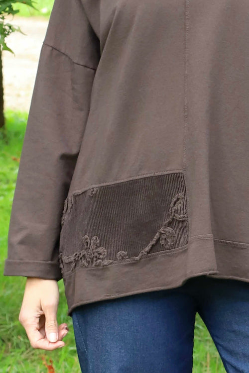 Louise Cord Patch Cotton Top Cocoa - Image 3