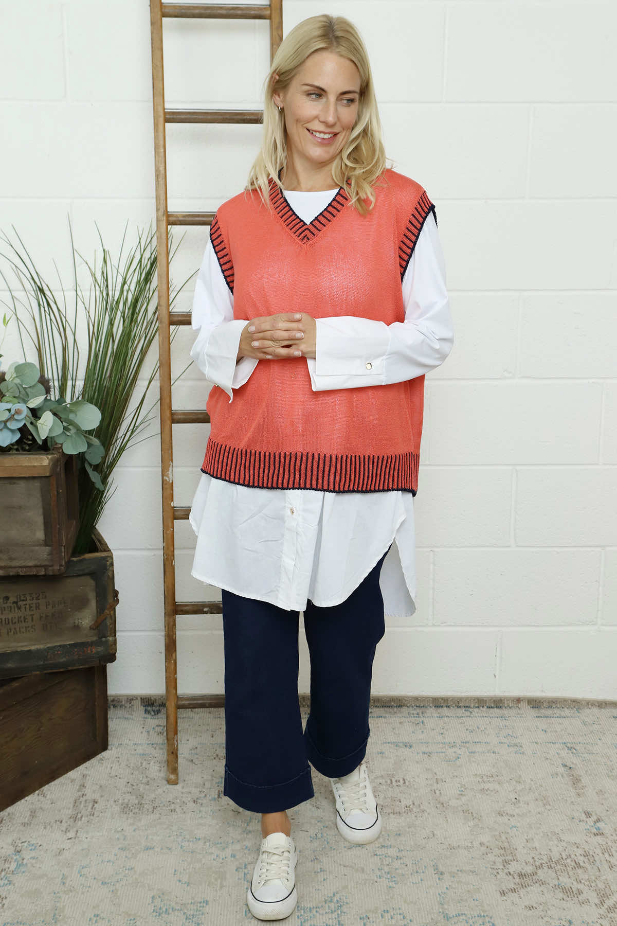 Jovita Fine Knit Tank Top Orange