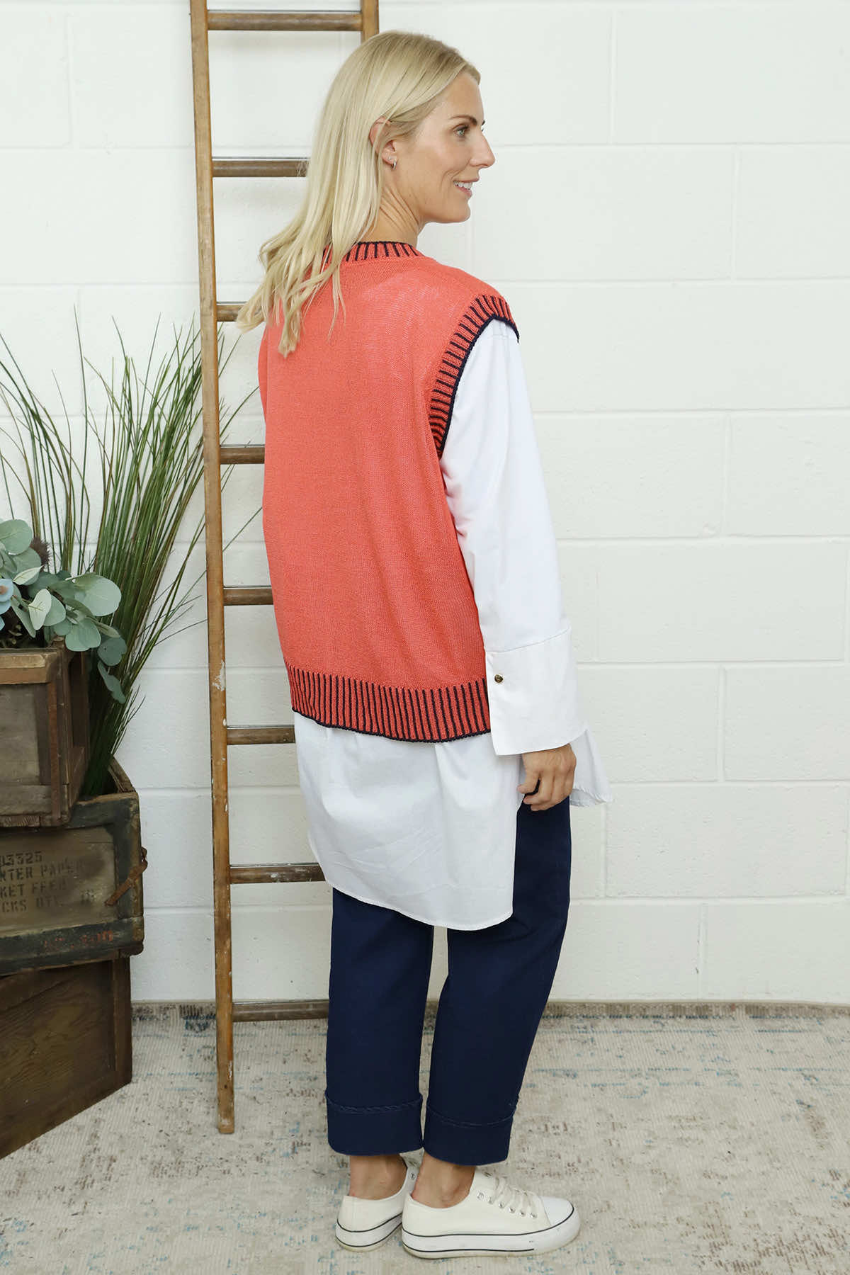Jovita Fine Knit Tank Top Orange