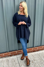 Binky Dipped Hem Cotton Tunic Navy Navy - Binky Dipped Hem Cotton Tunic Navy