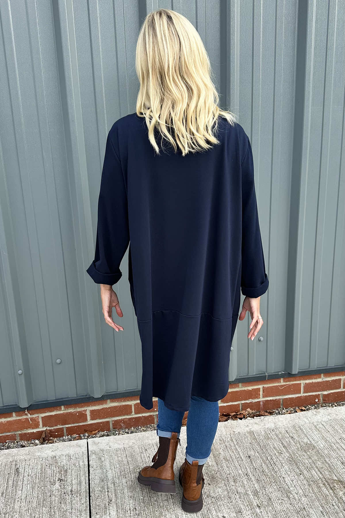 Binky Dipped Hem Cotton Tunic Navy