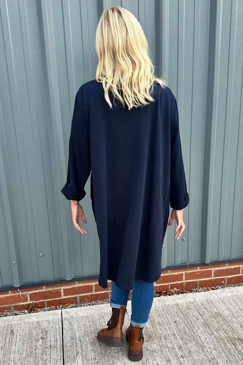 Binky Dipped Hem Cotton Tunic Navy - Image 4