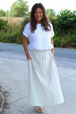 Mathilde Cotton Skirt Stone Stone - Mathilde Cotton Skirt Stone