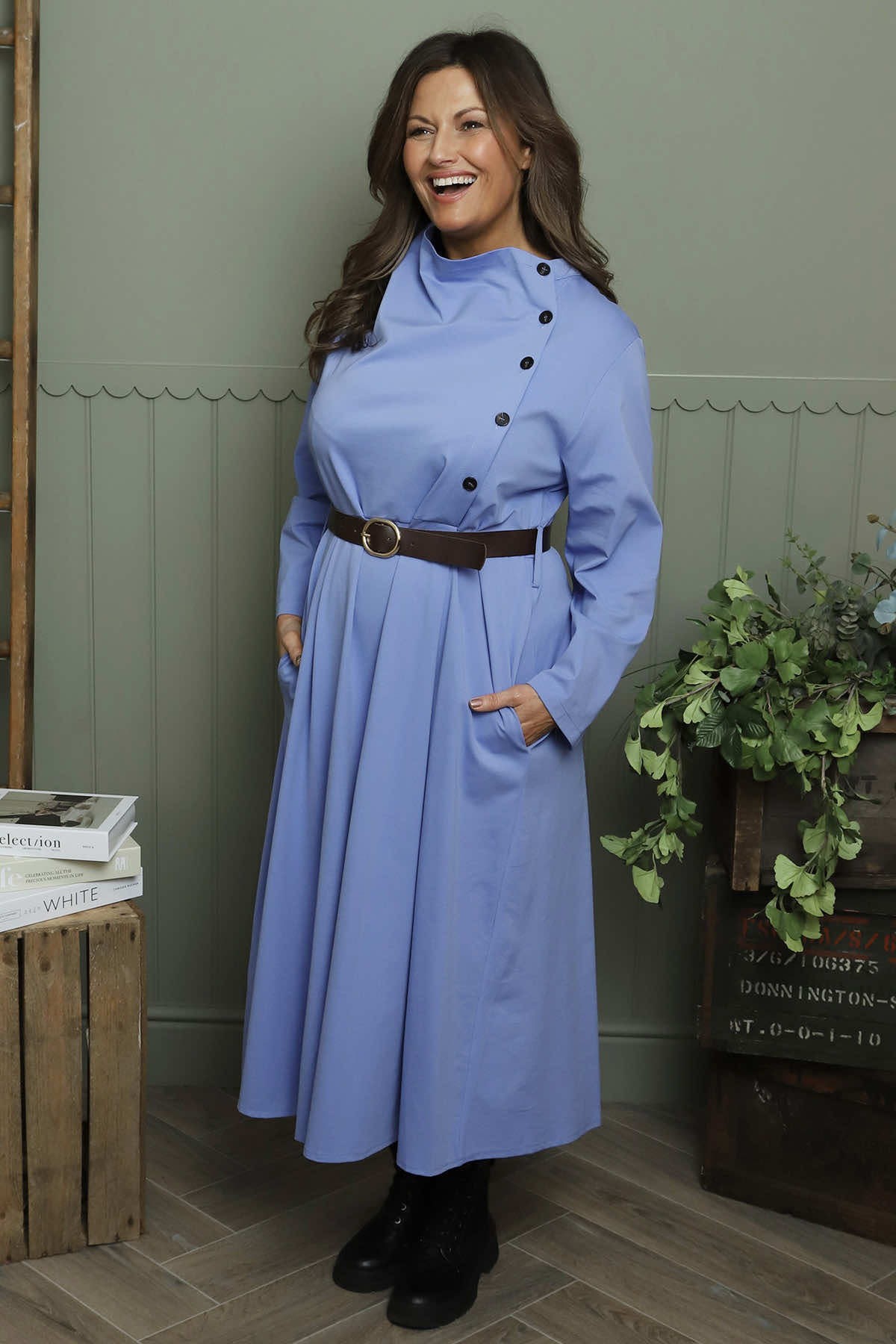 Eudora Belted Dress Powder Blue