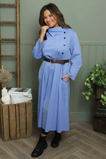 Eudora Belted Dress Powder Blue Powder Blue - Eudora Belted Dress Powder Blue