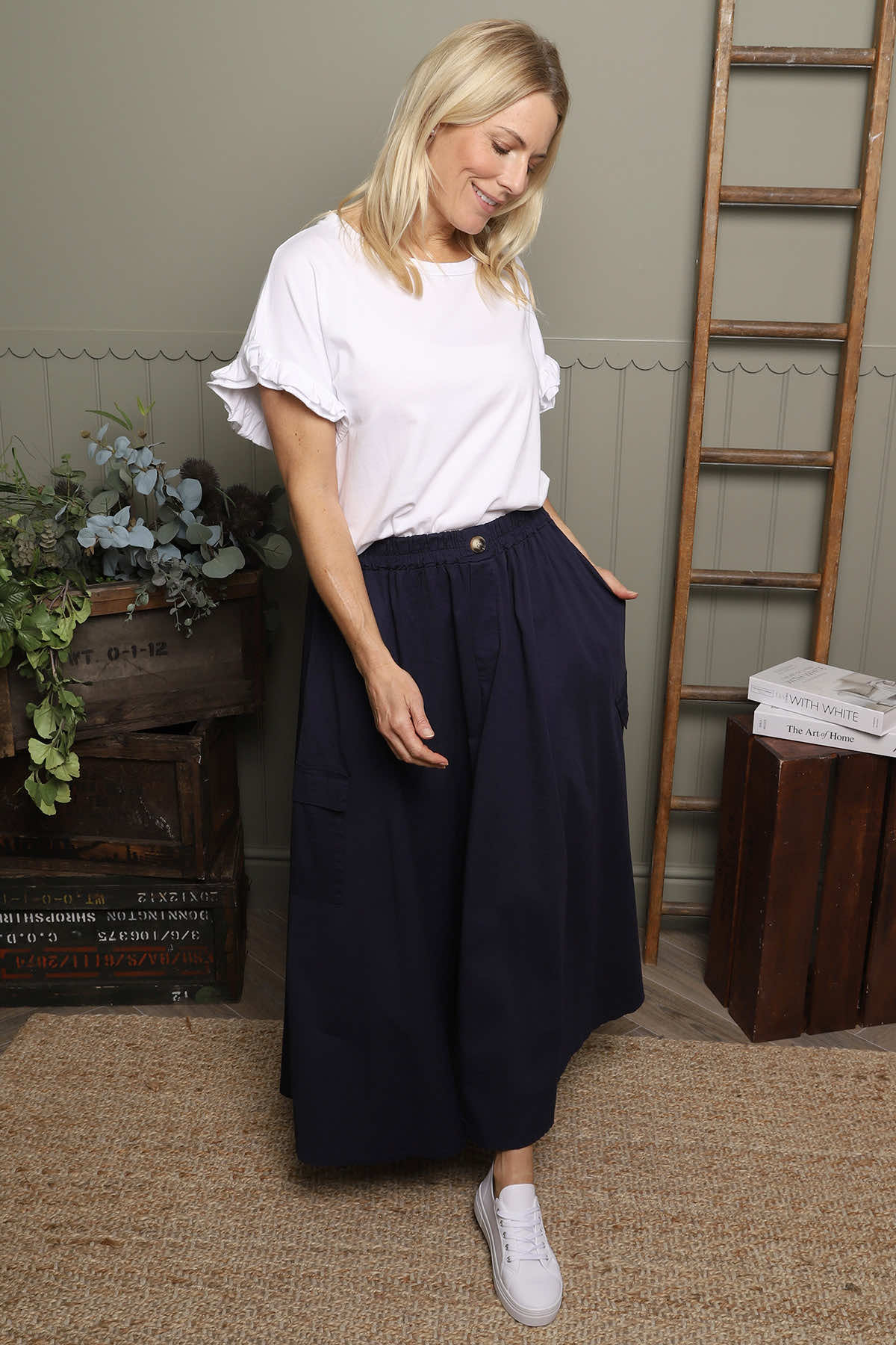 Myrna Cotton Skirt Navy