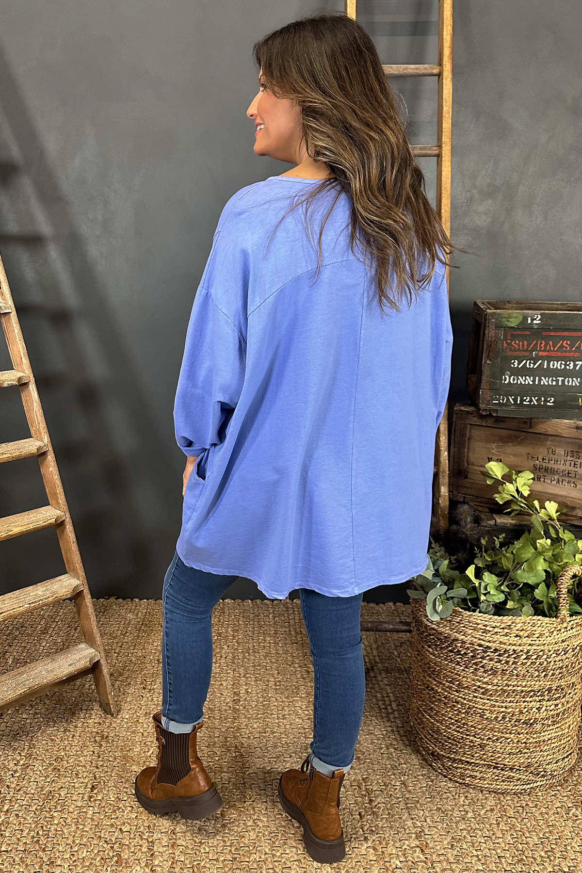 Maude Cotton Pocket Top Blue