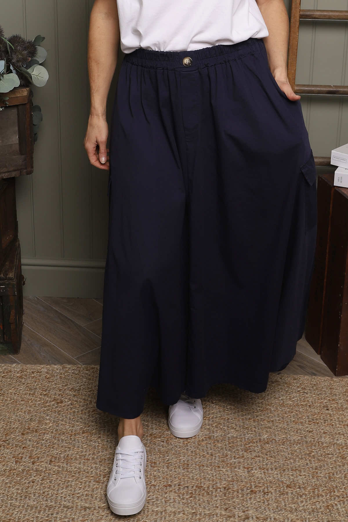 Myrna Cotton Skirt Navy