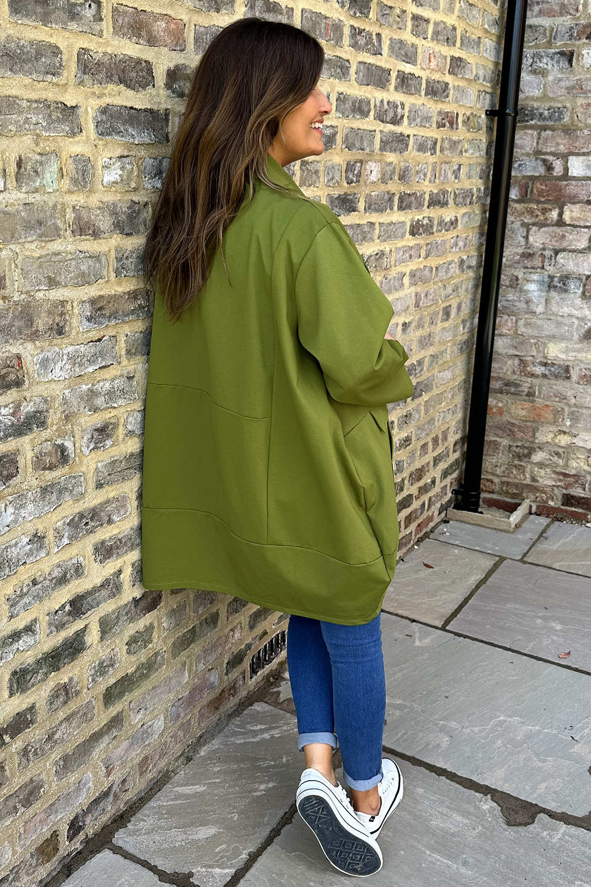 Karina Cotton Open Front Jacket Olive