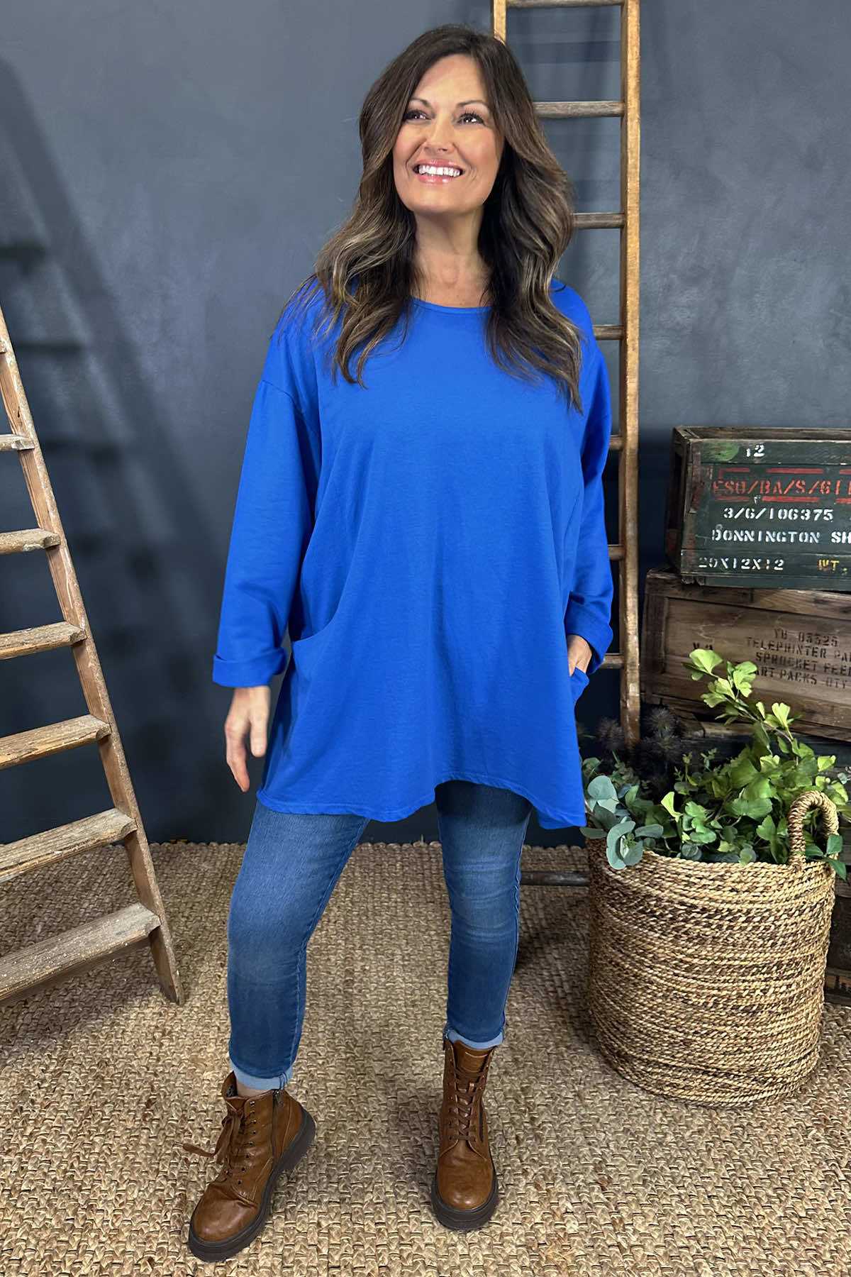 Maude Cotton Pocket Top Cobalt