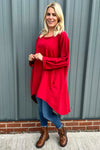 Binky Dipped Hem Cotton Tunic Red