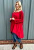 Binky Dipped Hem Cotton Tunic Red