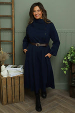 Eudora Belted Dress Navy Navy - Eudora Belted Dress Navy