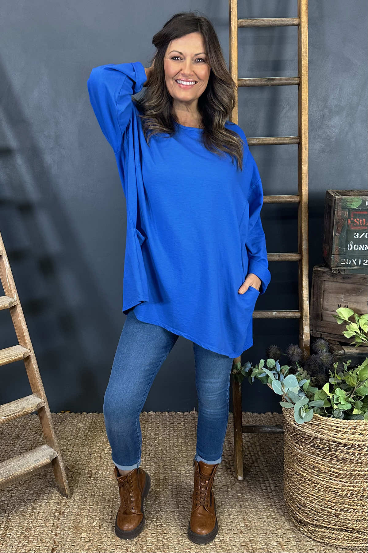 Maude Cotton Pocket Top Cobalt