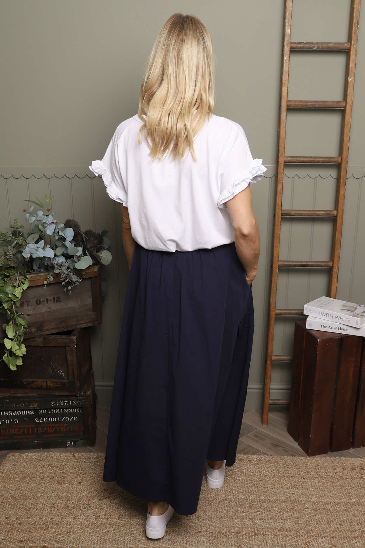 Myrna Cotton Skirt Navy