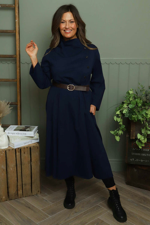 Eudora Belted Dress Navy - Image 2