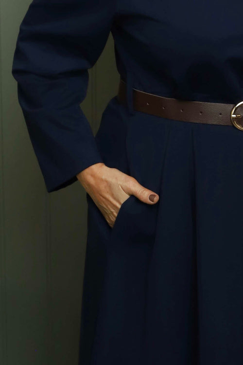 Eudora Belted Dress Navy - Image 3