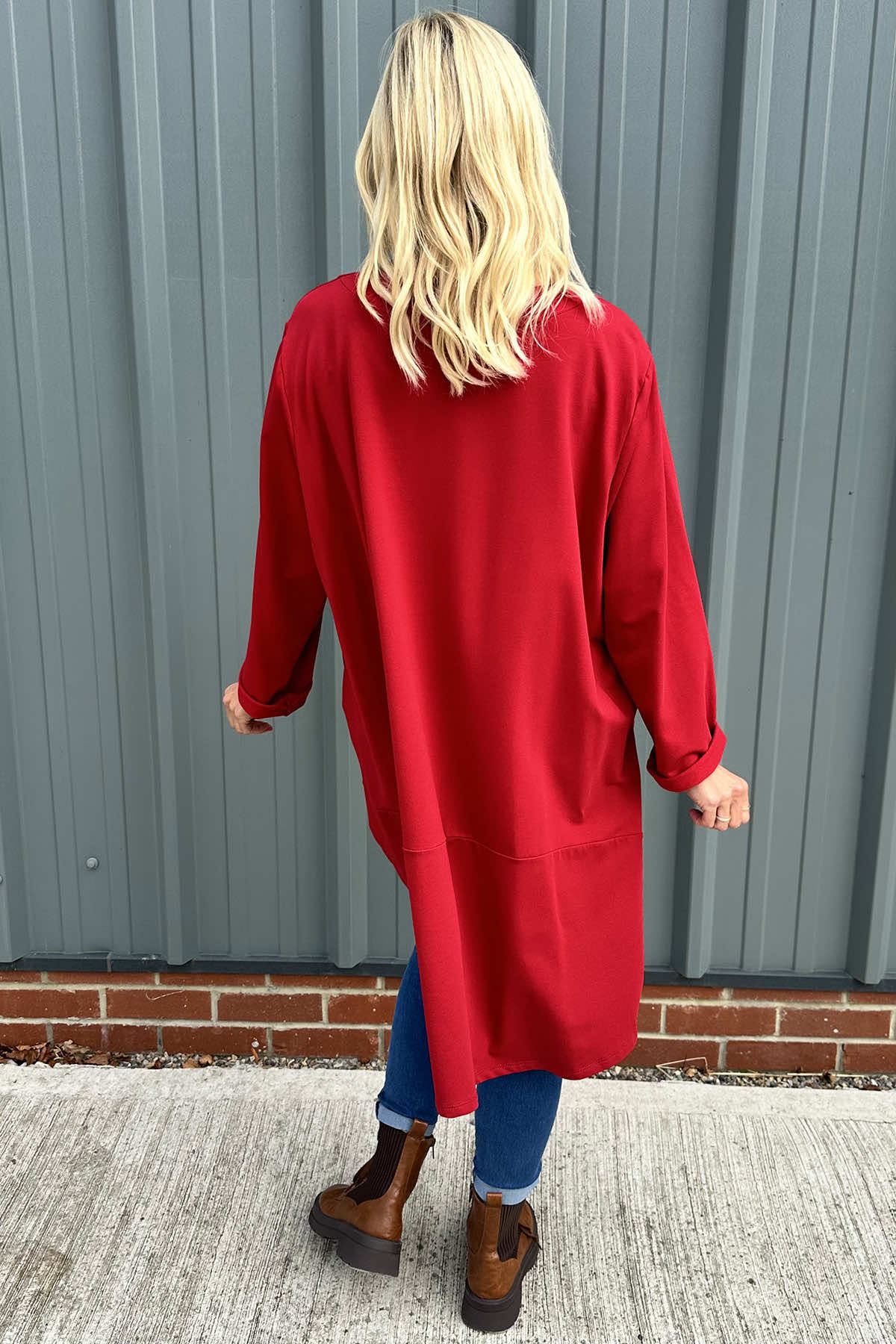 Binky Dipped Hem Cotton Tunic Red