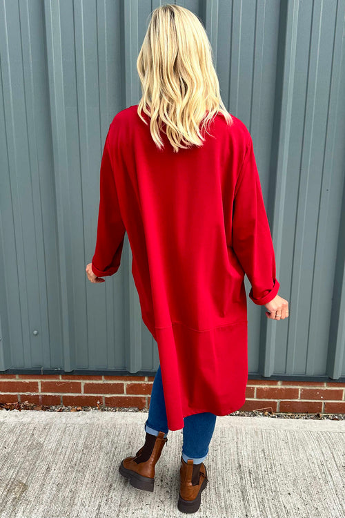 Binky Dipped Hem Cotton Tunic Red - Image 4