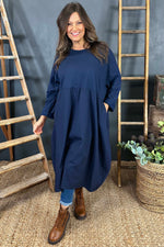 Nyala Cotton Dress Navy Navy - Nyala Cotton Dress Navy