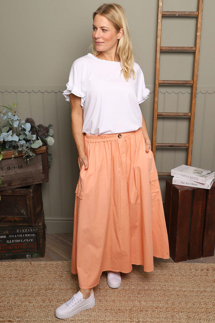 Myrna Cotton Skirt Orange