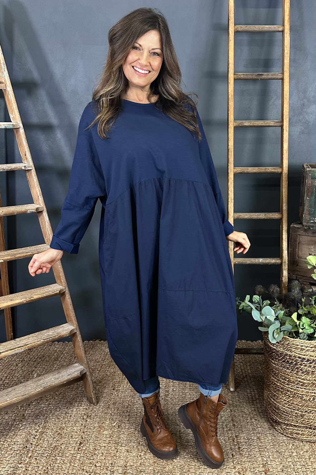 Nyala Cotton Dress Navy