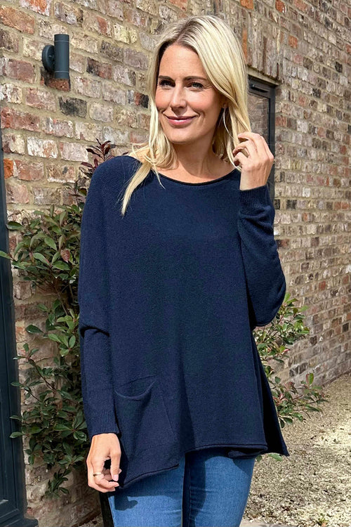 Ferne Pocket Knitted Jumper Navy