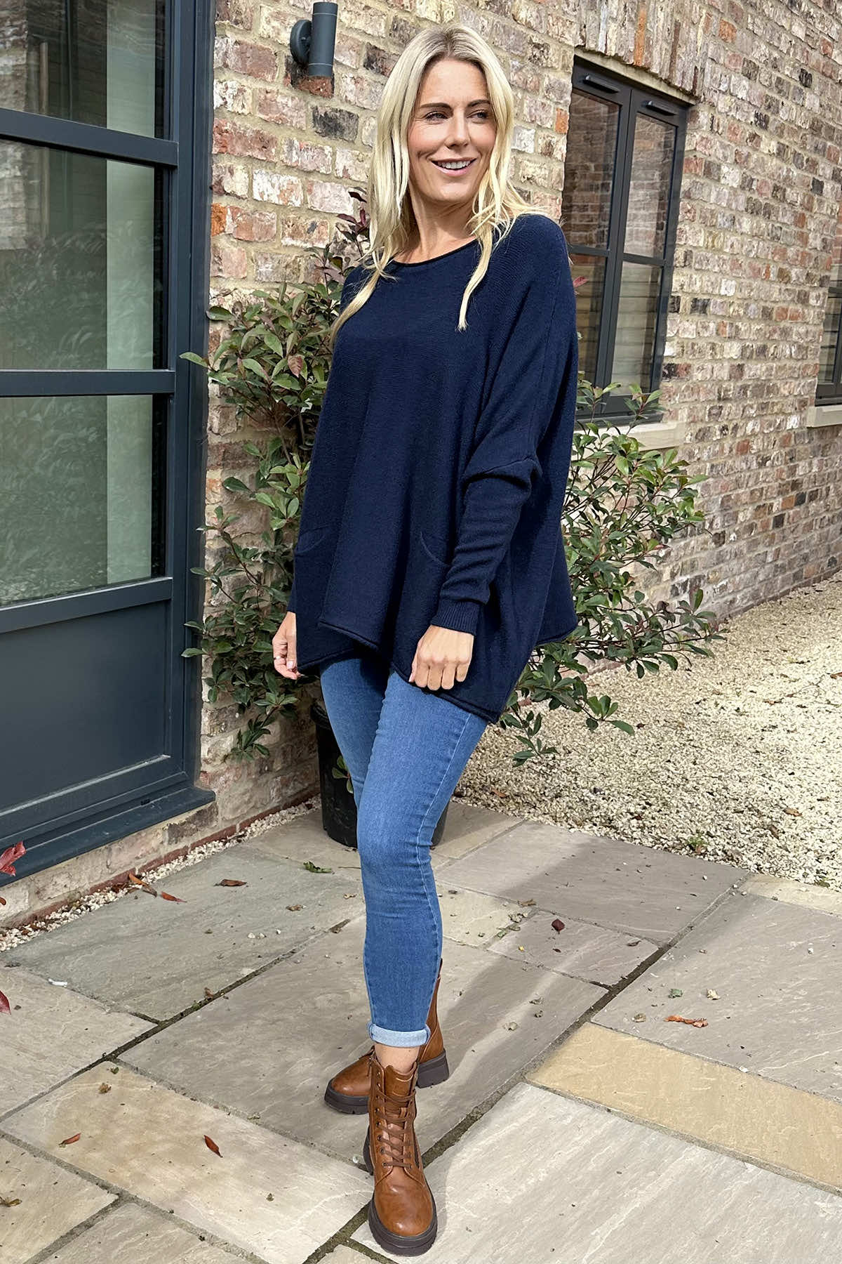 Ferne Pocket Knitted Jumper Navy