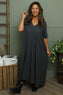 Ellerie V-Neck Linen Dress Charcoal
