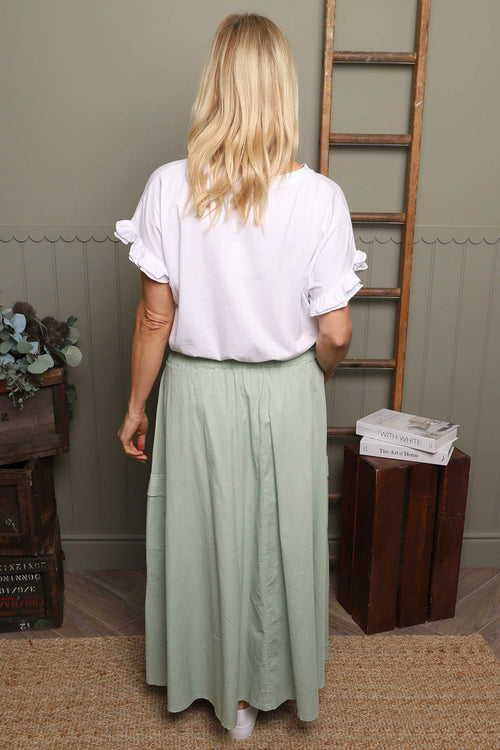 Myrna Cotton Skirt Sage Green - Image 4