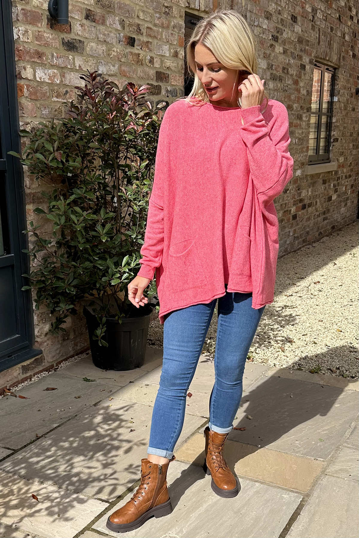 Ferne Pocket Knitted Jumper Pink